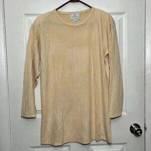 EXPRESS TRICOT Vintage Cream Ribbed Pullover Sweater | Size Small